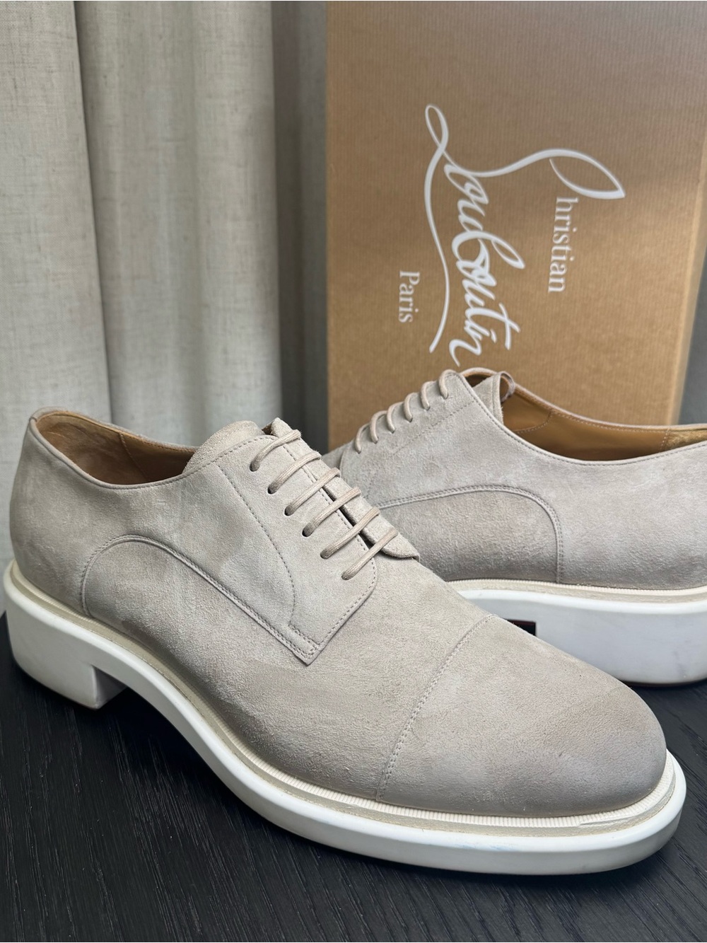 Christian Louboutin Urbino Lace-Up Dress Shoes Suede Goose 45 - Picture 6 of 11